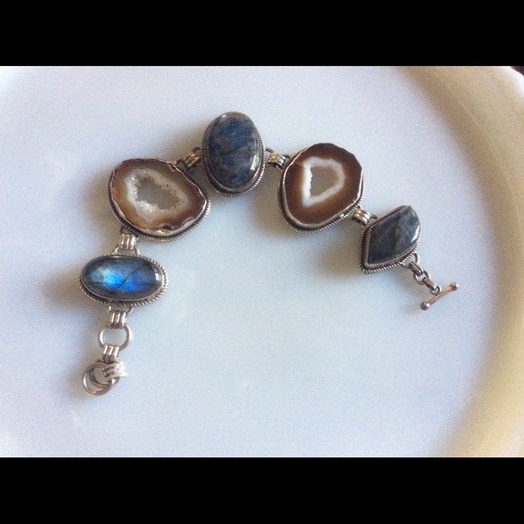 Sterling Silver Natural Stone Bracelet - Picture 2 of 3